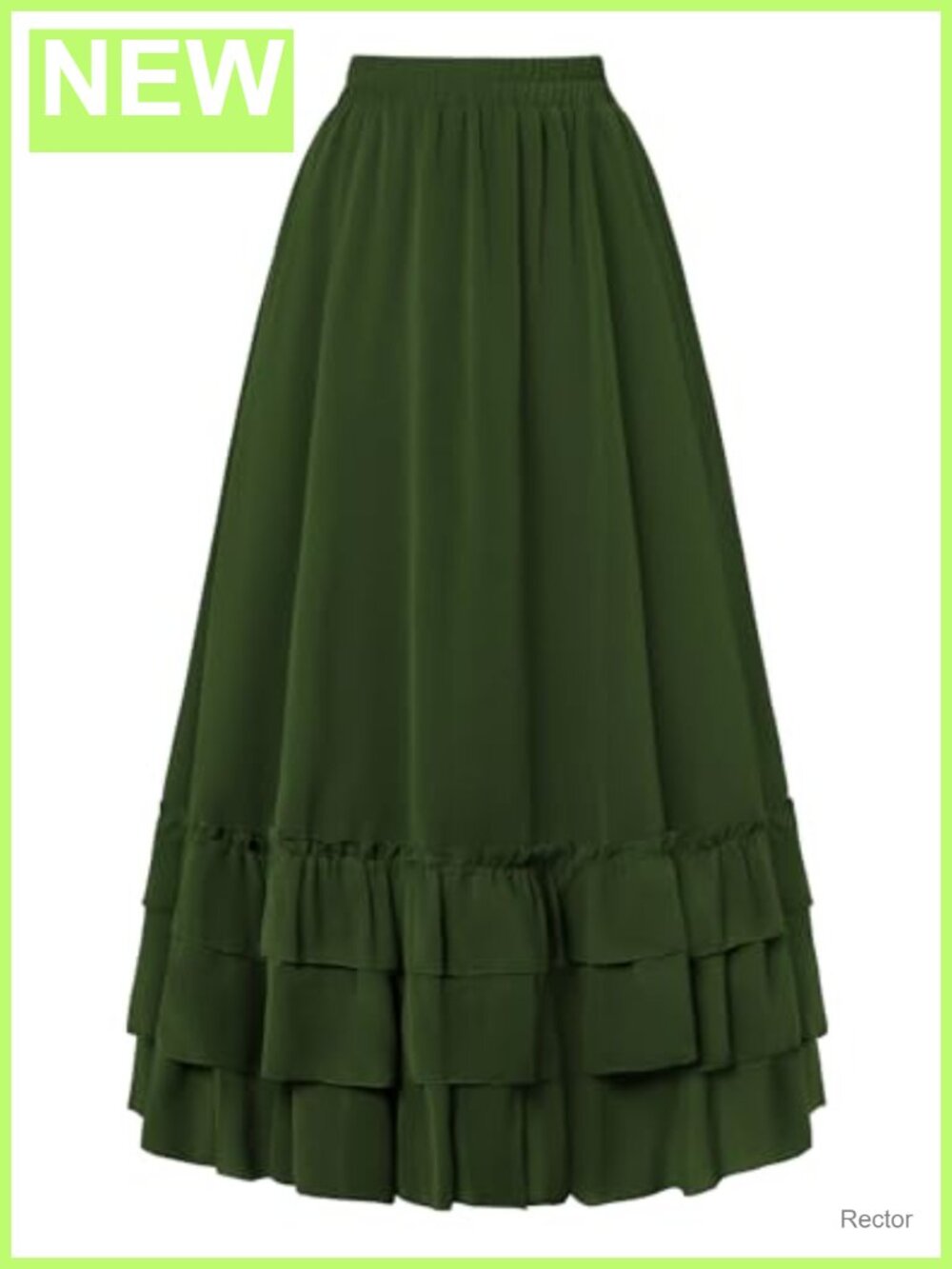 Chiffon Maxi Skirt Tiered Ruffle High Waist A-Line Renaissance